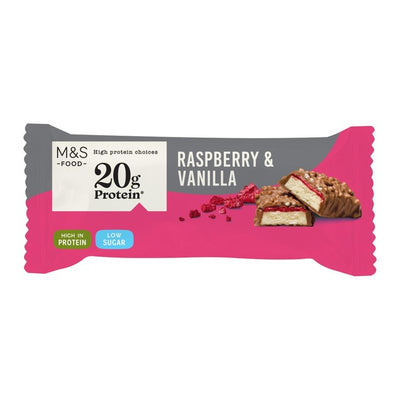 M&S M&S Raspberry and Vanilla Chocolate Protein Bar 55g- Buy online at McGrocer