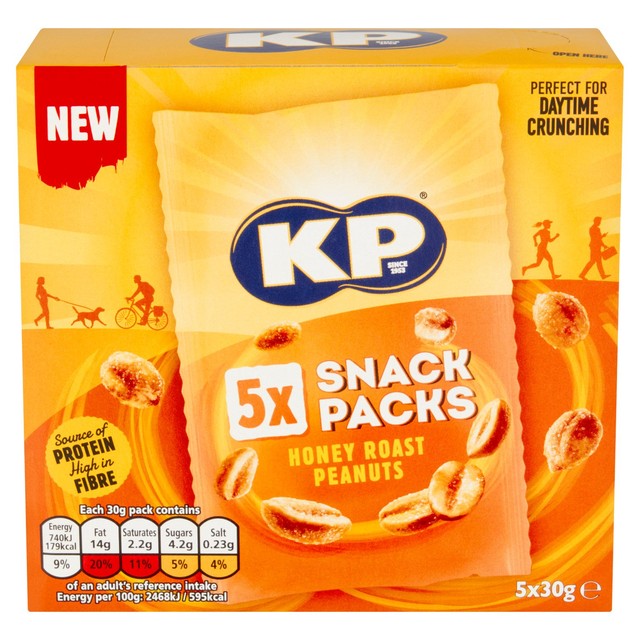 KP honey roast peanuts 5 x 30g packs, UK version