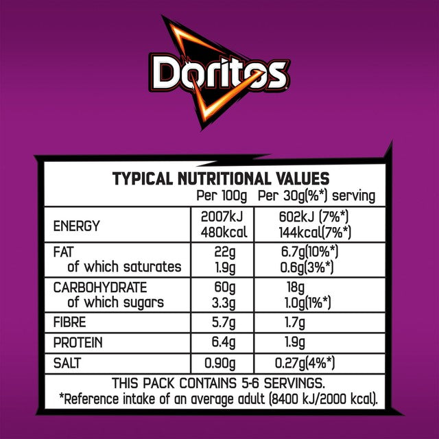 Doritos Extra Flamin' Hot tortilla chips 163g - British product