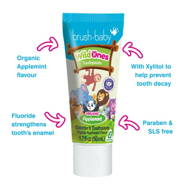 Brush-Baby WildOnes Organic Applemint toothpaste 50ml, imported from the UK