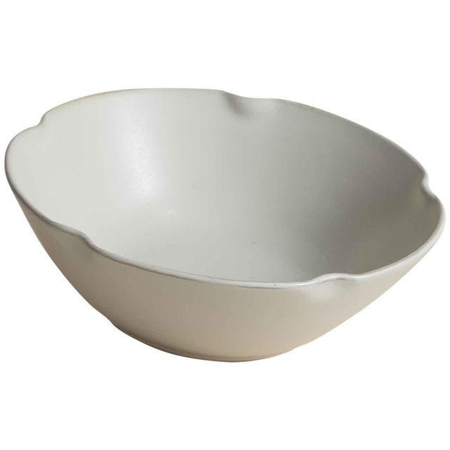 M&S cream stoneware cereal bowl with crimped scallop rim - British product