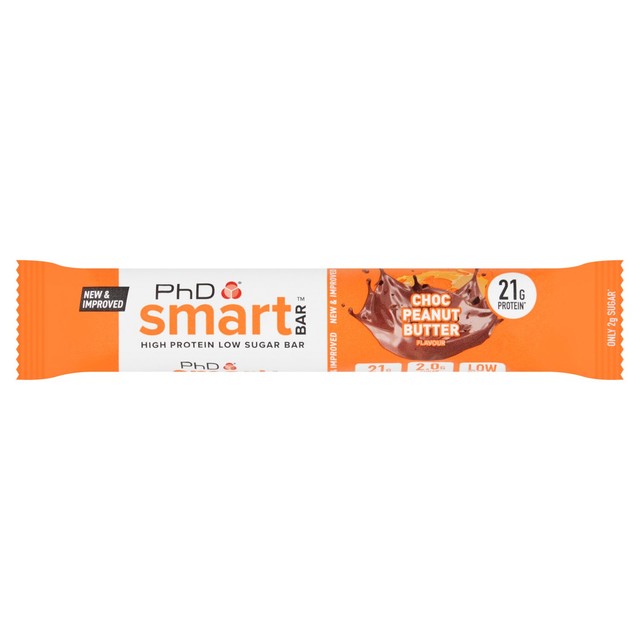 PHD Nutrition Smart Bar Choc Peanut Butter 64g, imported from the UK