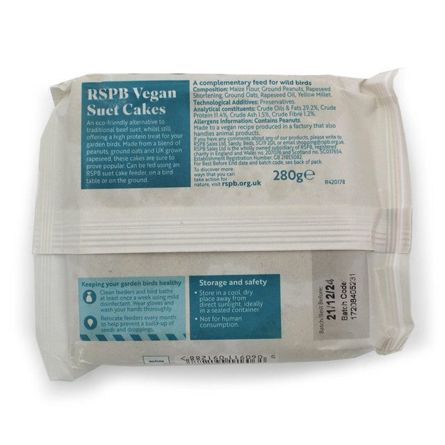 RSPB vegan suet block 280g, imported from the UK