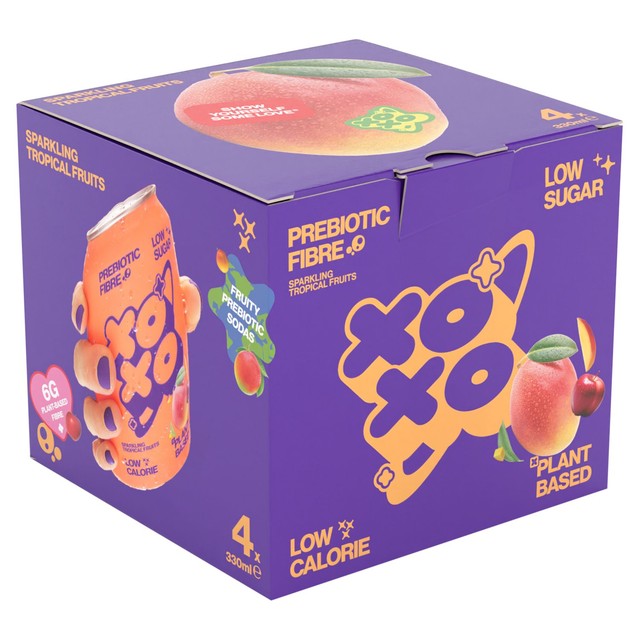 XOXO Sparkling Soda Tropical Flavour 4 x 330ml (British brand)