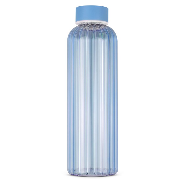 Cooke & Miller blue ribbed glass water bottle 500ml, imported from the UK