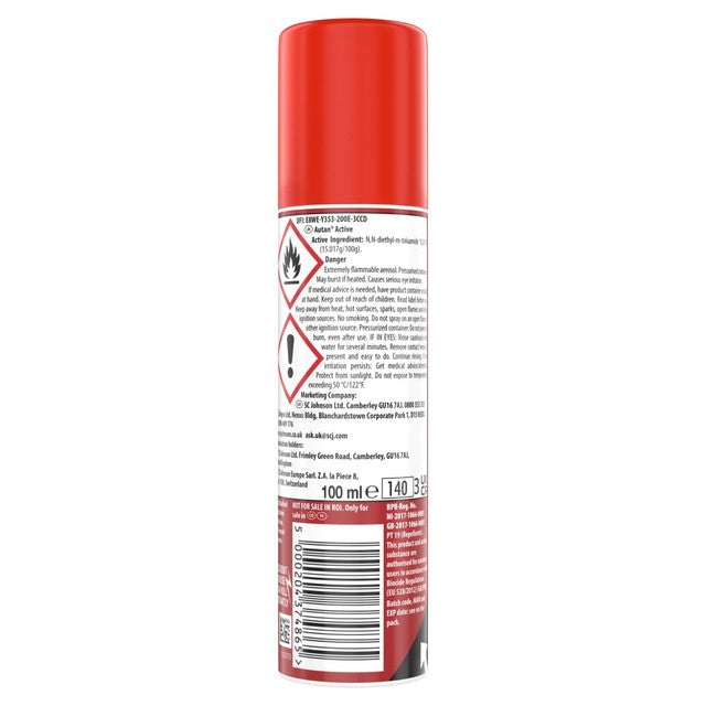Autan Active 15% DEET aerosol spray insect repellent 100ml - British product
