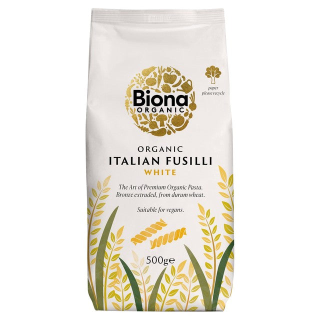 Biona organic white fusilli pasta 500g - British product
