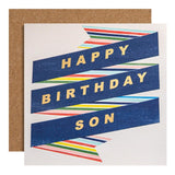 M&S Patterned Son Birthday Card 15x15cm, imported from the UK