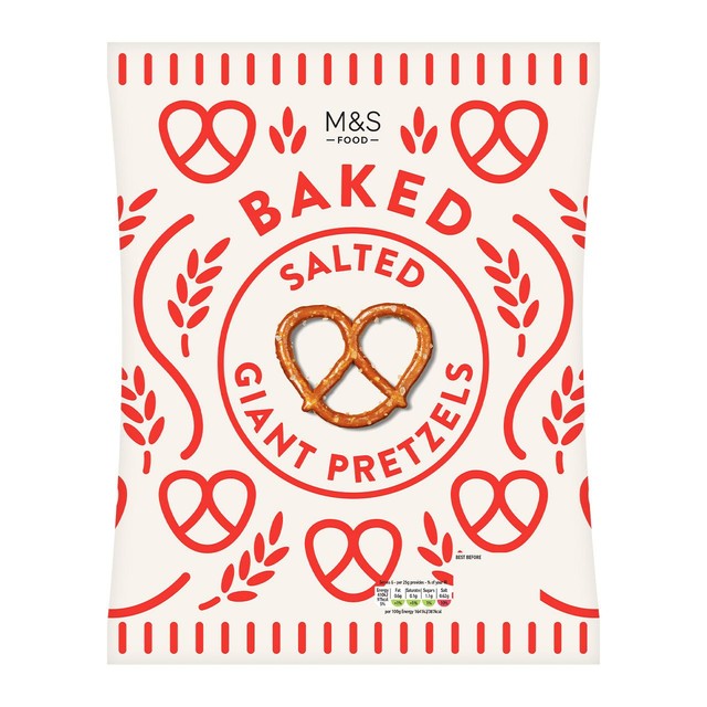 M&S salted giant pretzels 150g, imported from the UK