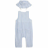 M&S blue striped romper and sunhat set 9-12 months, imported from the UK