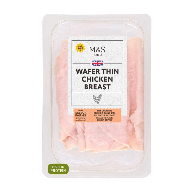 M&S Wafer Thin Chicken Breast Slices 140g, imported from the UK