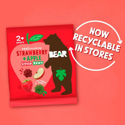أشكال فواكه Bear Paws بالفراولة والتفاح وجبات خفيفة فواكه للأطفال 5 × 20 جرام عبوة متعددة