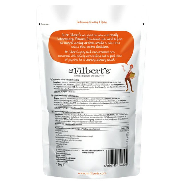 Mr Filbert's sweet chilli rice crackers 150g, imported from the UK
