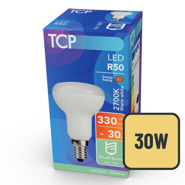 TCP LED spotlight bulb with small screw E14 cap (British brand)