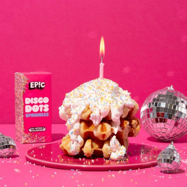 Epic Disco Dots cake sprinkles, imported from the UK