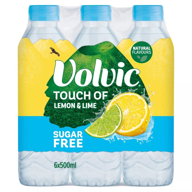 Volvic lemon lime sugar-free flavoured water 6x500ml multipack (British brand)