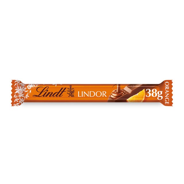 Lindt chocolate bar milk orange 38g, UK version