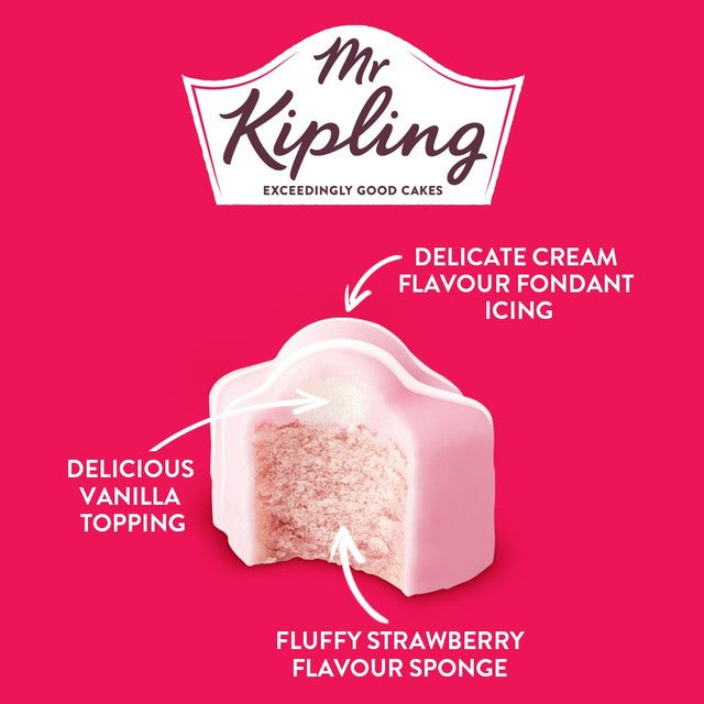 Mr Kipling Strawberries and Cream Fancies 8 pack sponge cakes, imported from the UK