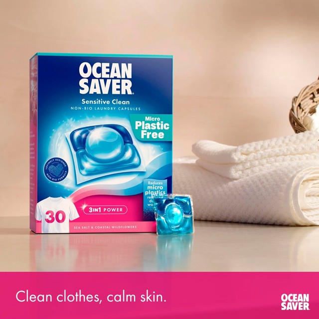 OceanSaver non-bio laundry capsules sea salt 30 washes, UK version