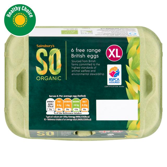 Sainsburys Free Range British Eggs Extra Large SO Organic x6