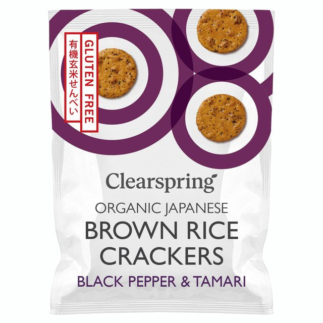 Clearspring rice crackers black pepper and tamari 40g - British product