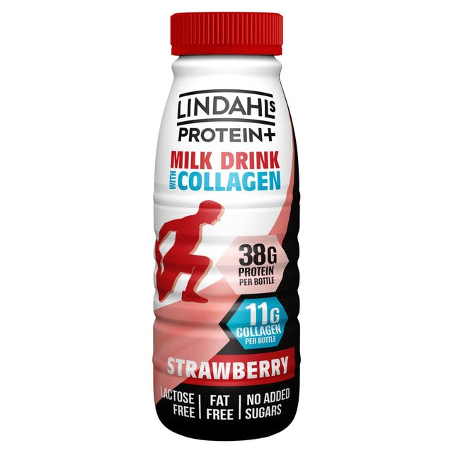 Lindahls strawberry protein milk drink with collagen 500ml, UK version