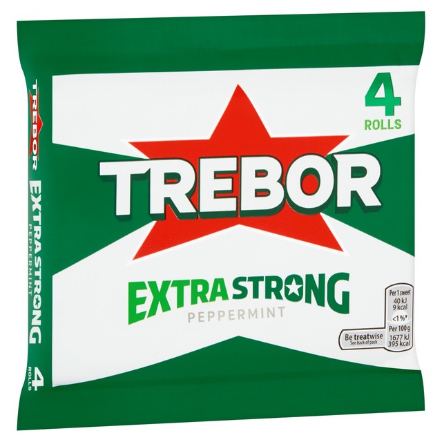 Trebor extra strong peppermint mint rolls 4 x 41.3g (British brand)