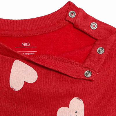 طقم M&S Heart Sweat باللون الأحمر للأطفال 6-9 أشهر - اشترِ عبر الإنترنت من McGrocer