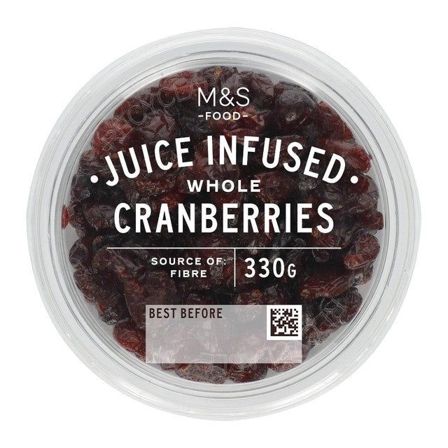 M&S apple juice infused whole cranberries 330g, imported from the UK