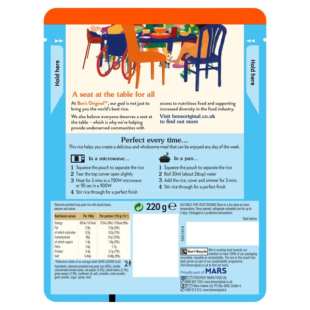 Ben's Original Caribbean microwave rice 220g - British product