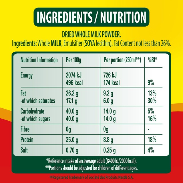 Nido full cream milk powder 900g, imported from the UK