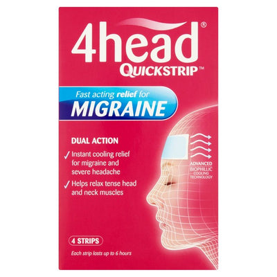 Dendron 4 Head QuickStrip Migraine Cooling Gel Strip 4 Pack