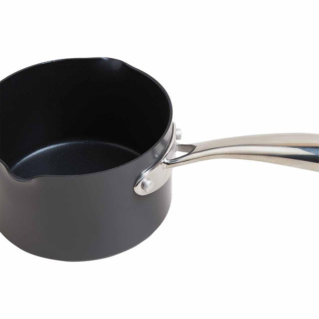 M&S hard anodised 14cm milk pan black mix, imported from the UK