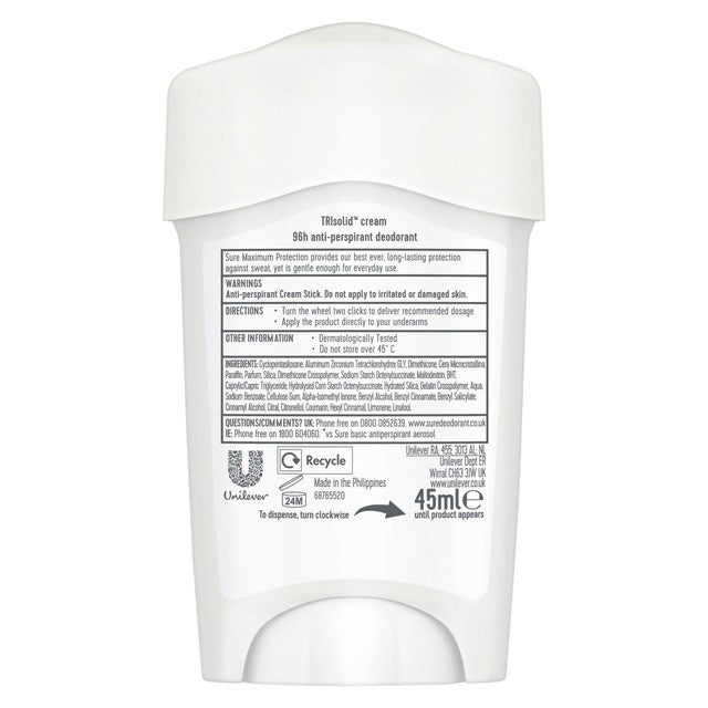 Sure Maximum Protection Clean Scent Cream Stick Antiperspirant