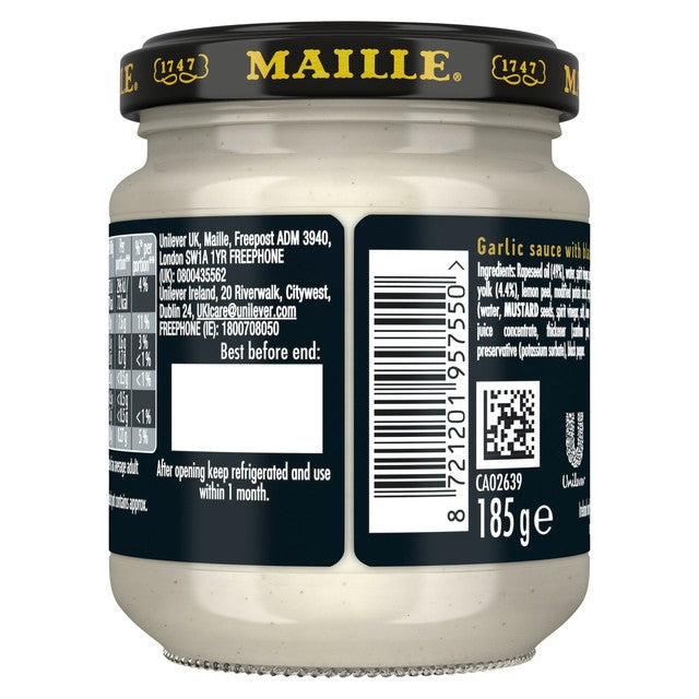 Maille aioli garlic sauce with black pepper 185g, imported from the UK