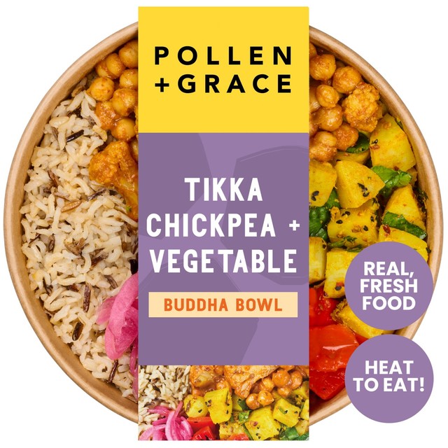 Pollen + Grace Tikka chickpea and vegetable hot bowl 400g, imported from the UK