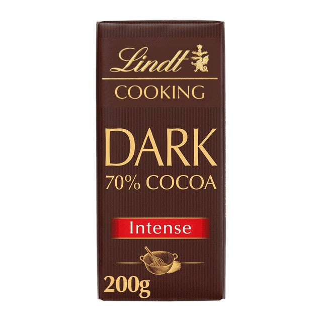 Lindt 70% dark cooking chocolate bar 200g, UK version