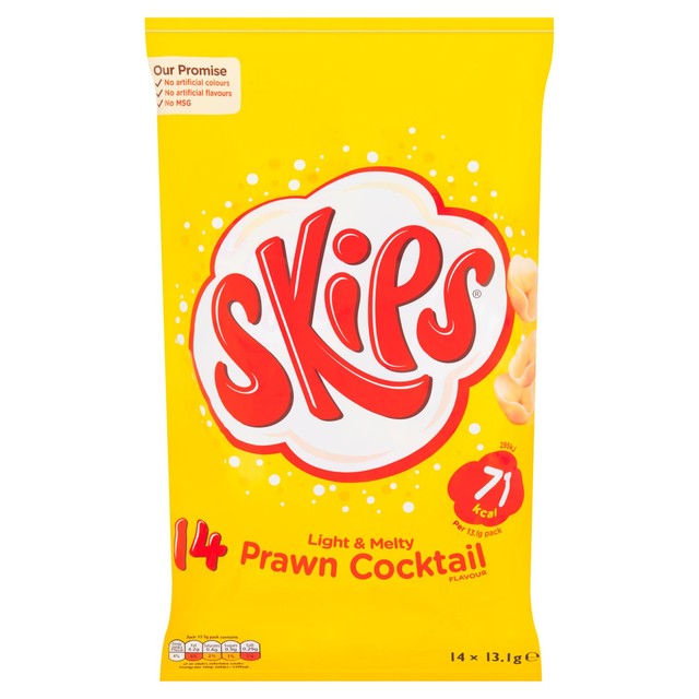 Skips prawn cocktail multipack crisps (British brand)