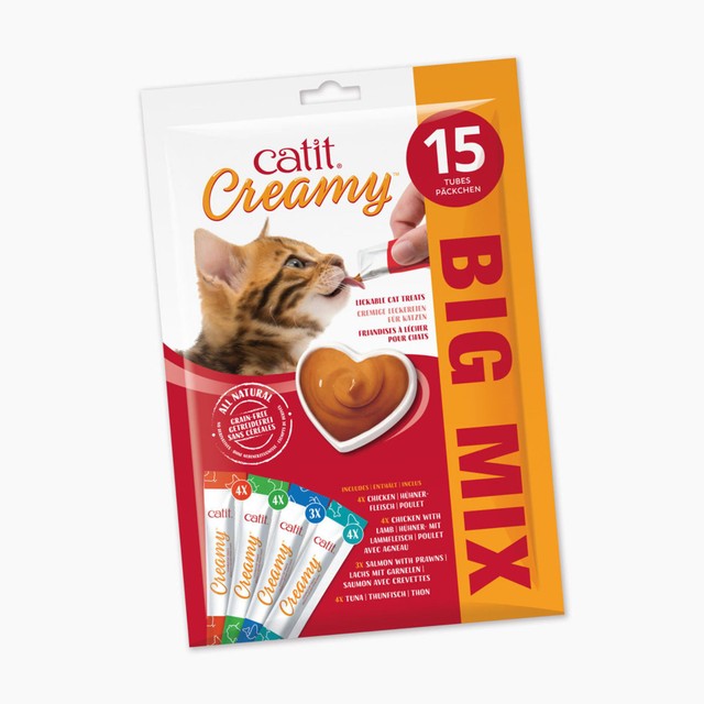 Catit Creamy Variety lickable cat treats 15 x 10g - British product
