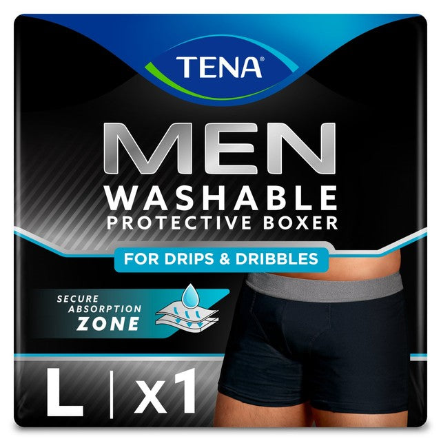 TENA Men Washable Incontinence Boxer Black Size Large (British brand)