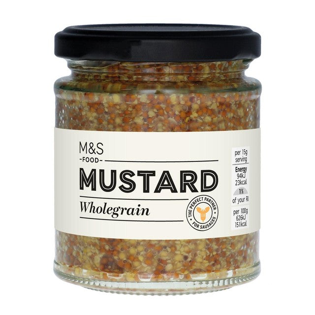 M&S wholegrain mustard 185g, imported from the UK