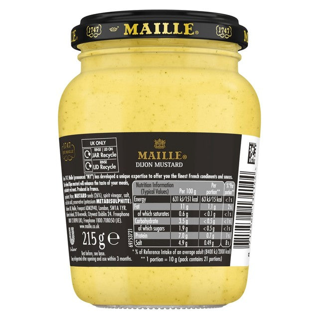 Maille Dijon Original mustard 215g, imported from the UK