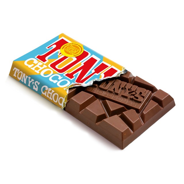 Tony's Chocolonely milk chocolate caramel rice crispy bar 180g (British brand)