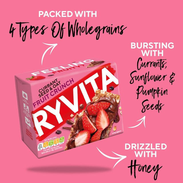 Ryvita Fruit Crunch Currant Seed & Oat Crispbread 200g, imported from the UK