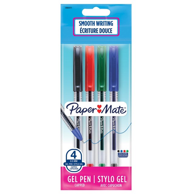 Paper Mate gel pens assorted colors 4-pack, imported from the UK
