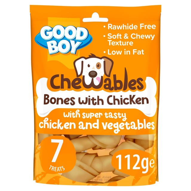 Good Boy Chewables dog treats with chicken mini bones, UK version