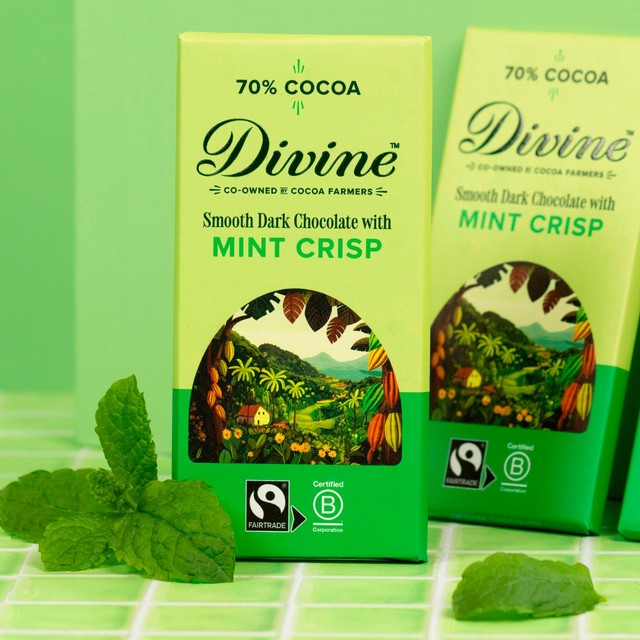 Divine dark chocolate with mint crisp 90g - British product