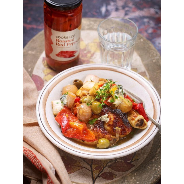 Cooks & Co roasted red peppers in red wine vinegar 460g - British product