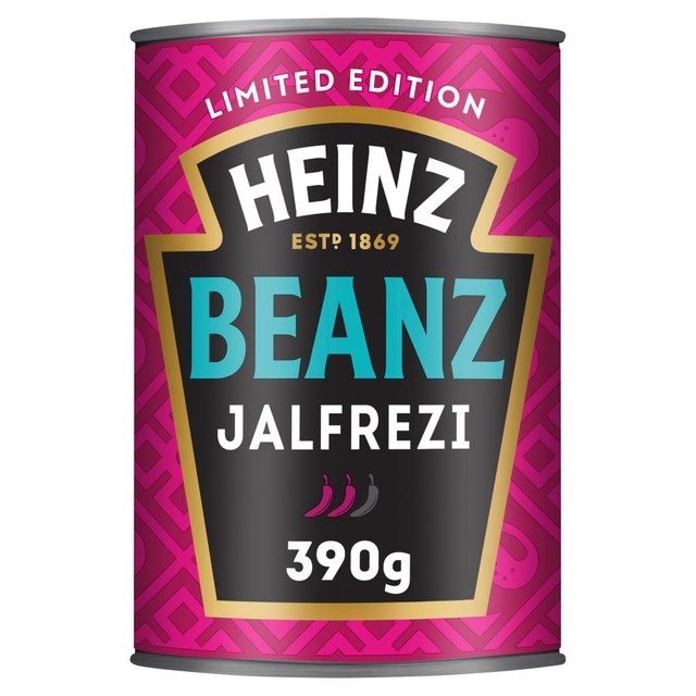 Heinz baked beans Jalfrezi 390g can, UK version