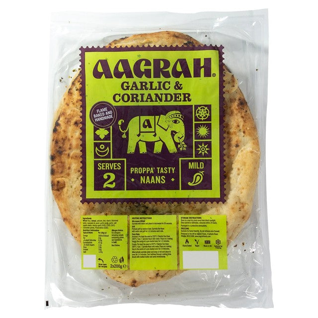 Aagrah garlic coriander naan bread - British product